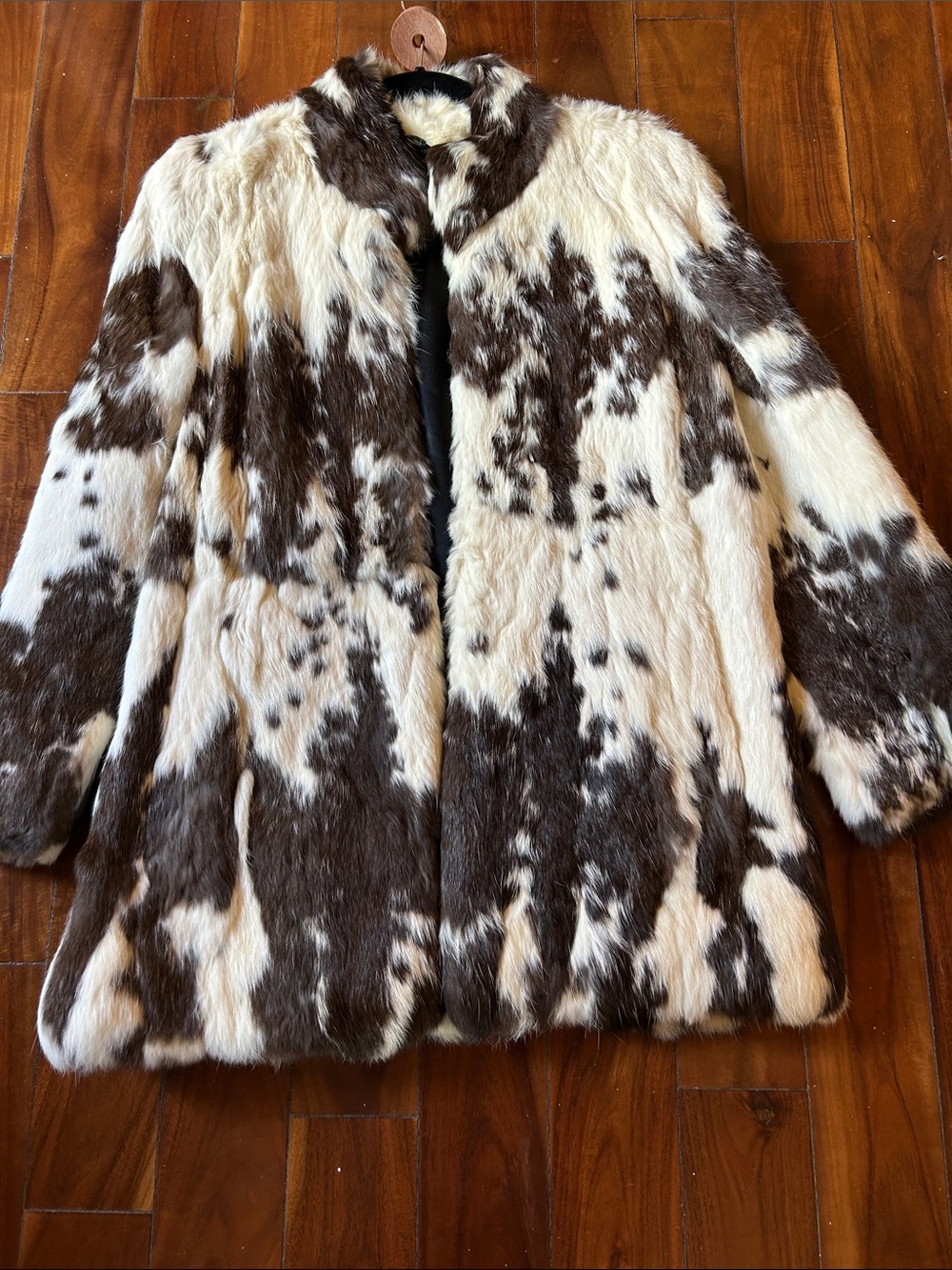 Women’s Brown & Cream 100% Rabbit Coat